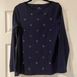 Talbots Fancy Cotton Tunic Shirt with Embellishments on Front. Size Medium